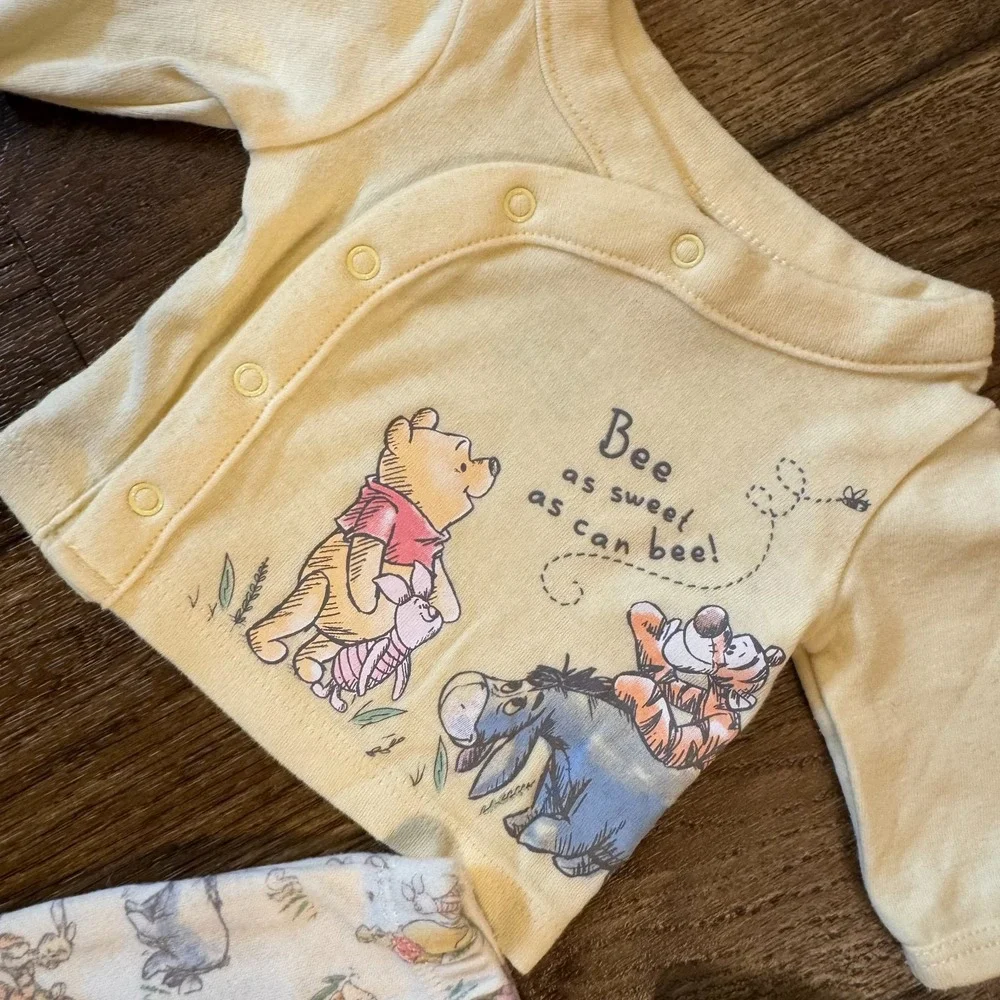 Disney Baby Bundle Preemie Winnie Pooh 2 Piece Outfit Hat Gender Neutral Yellow